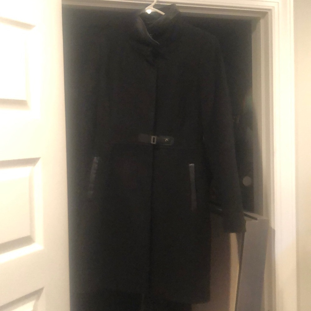 Via spiga, size two, black wool coat.